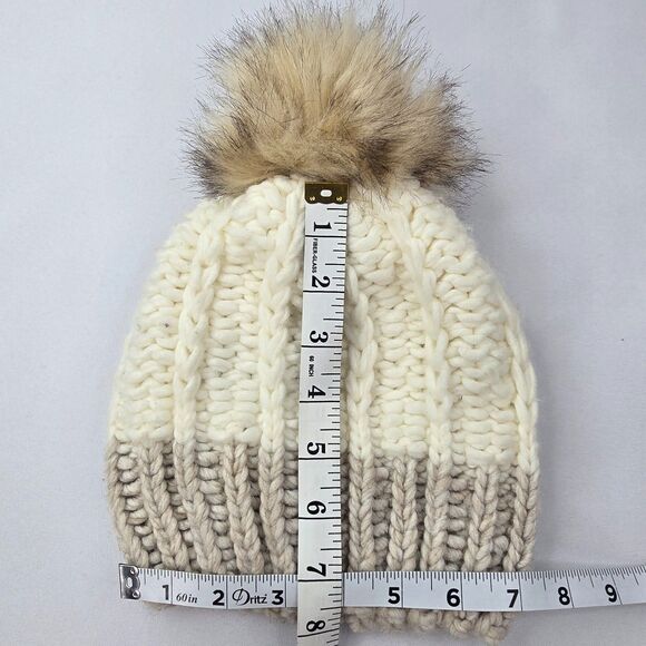 Andrei & Torresi chunky knit beanie pom pom ivory taupe - Picture 4 of 4